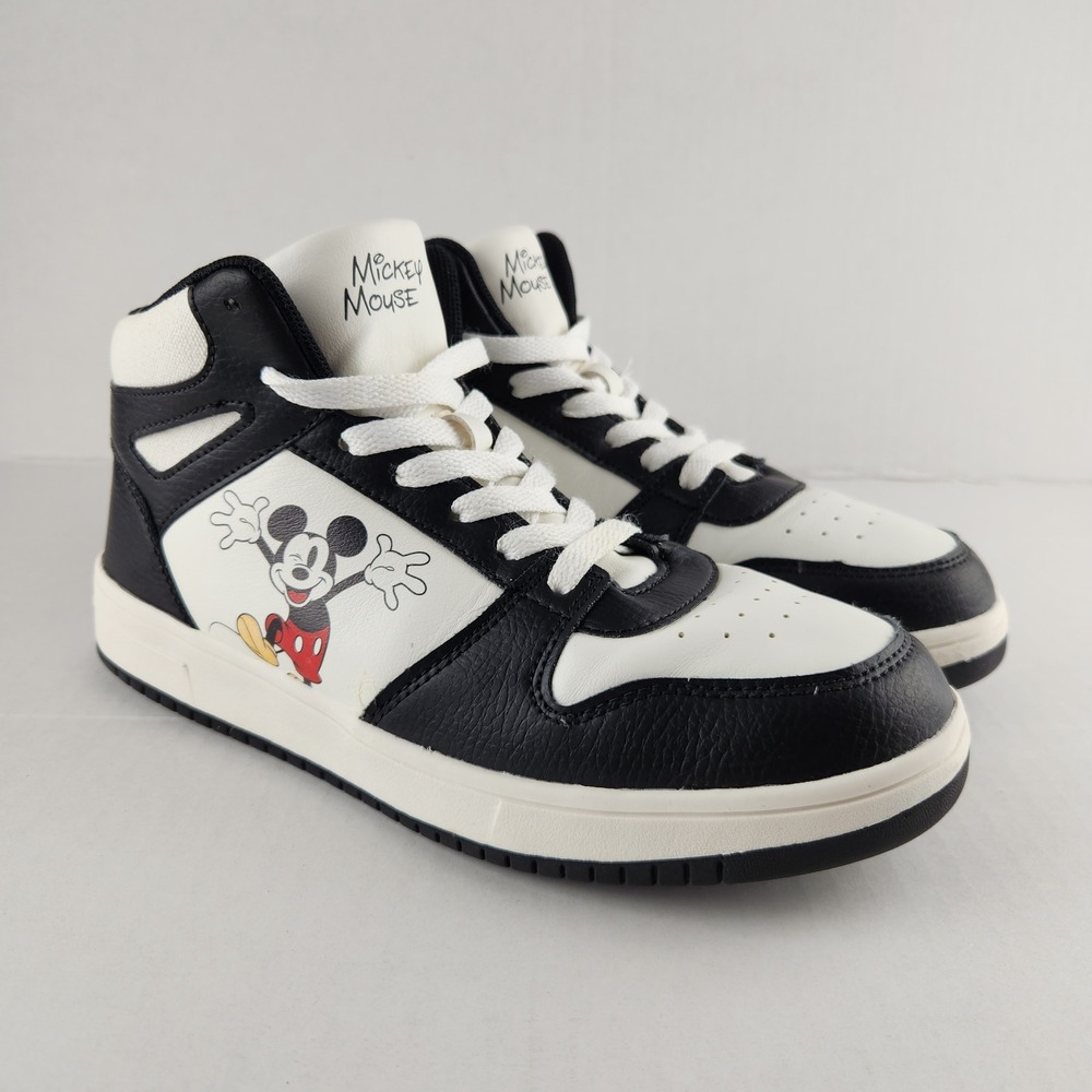 Disney Mickey Mouse Sneakers Womens 9.5 Black White High Top AW23 210911418 Logo